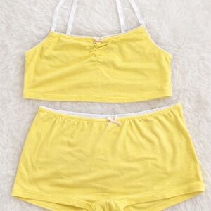 NWT PcheeBum Pastel Yellow Bow Pj Set